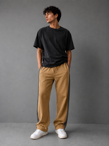 Pantalón Combinado - Beige Gris Oscuro - beige-gris-oscuro-1.png