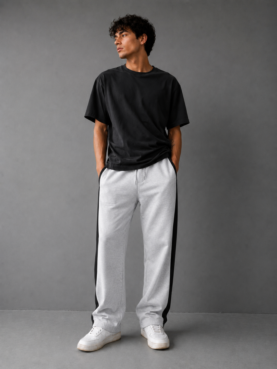 Pantalón Combinado - Gris Claro Negro - gris-claro-negro-1.png