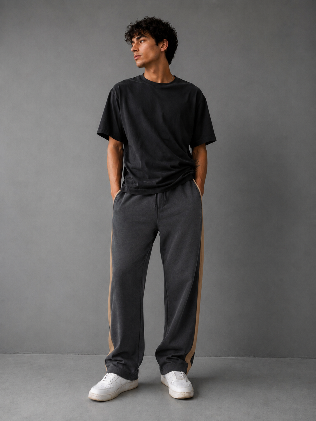 Pantalón Combinado - Gris Oscuro Beige - gris-oscuro-beige-1.png