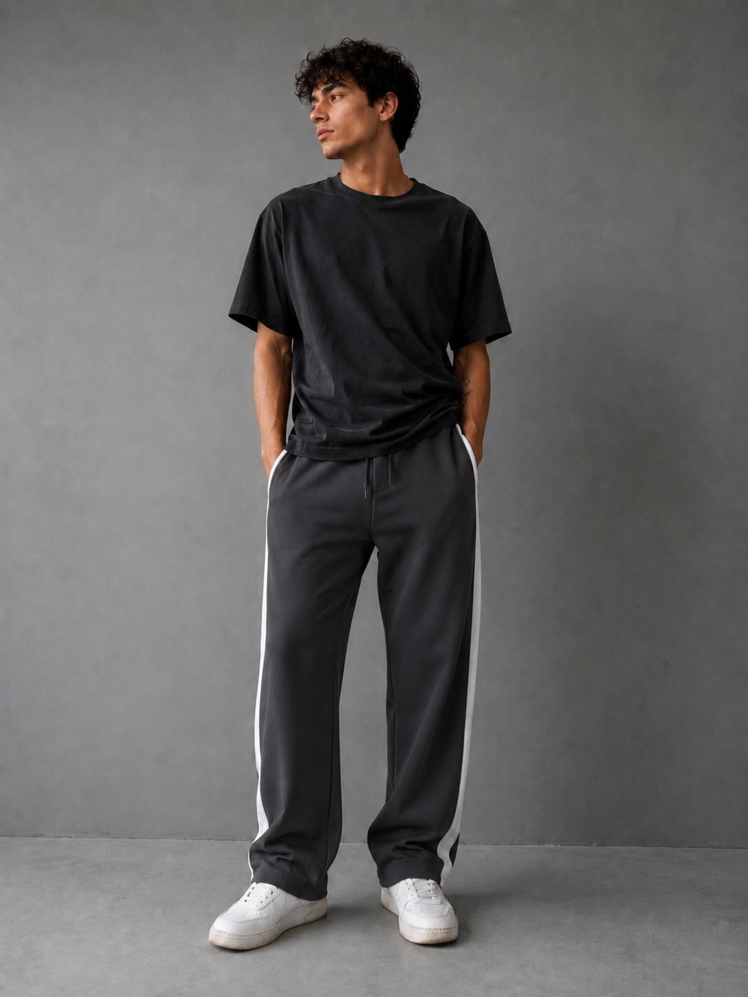 Pantalón Combinado - Gris Oscuro Blanco - gris-oscuro-blanco-1.png